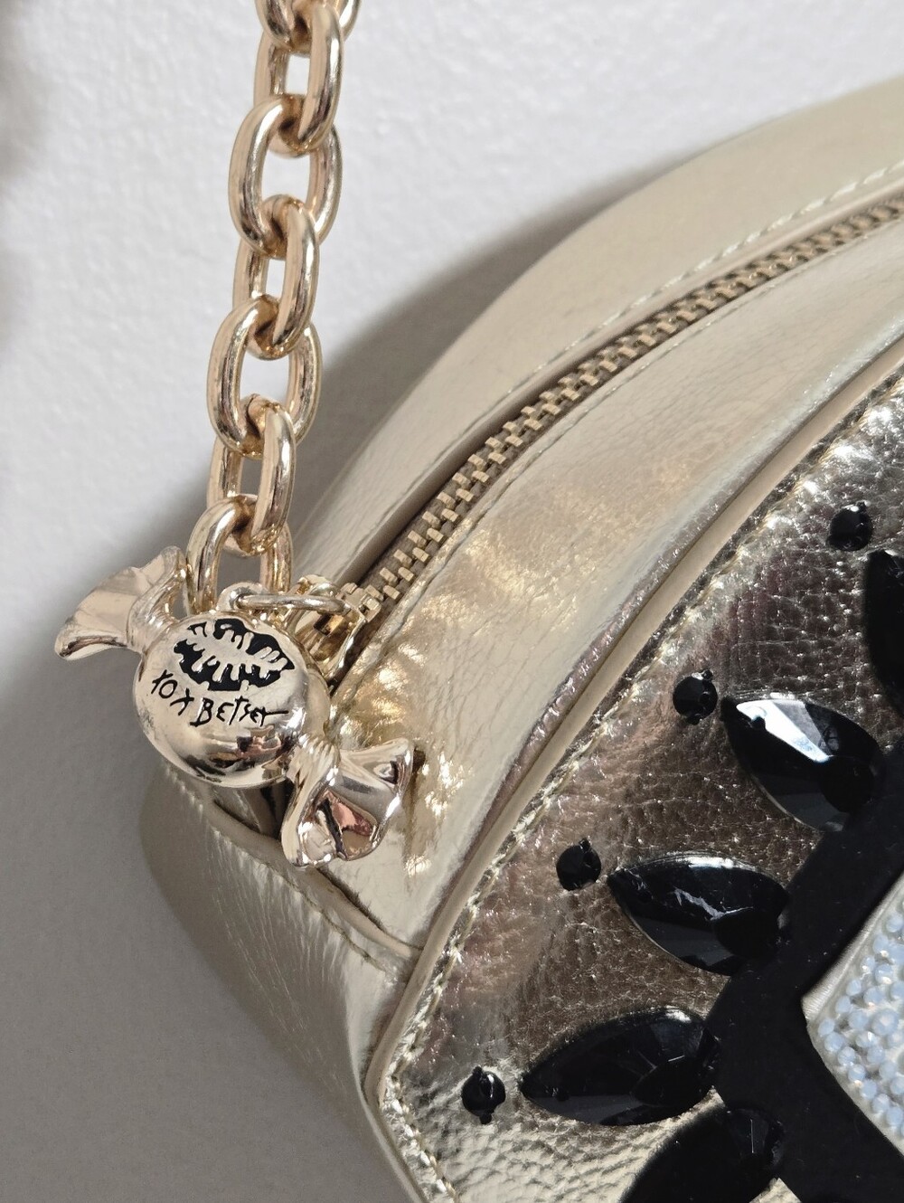 🔥FINAL💲⬇️💛🧿💛 Betsey Johnson Women's Eyes Have It Gold Crossbody, OS ~ VGUC - Picture 13 of 16